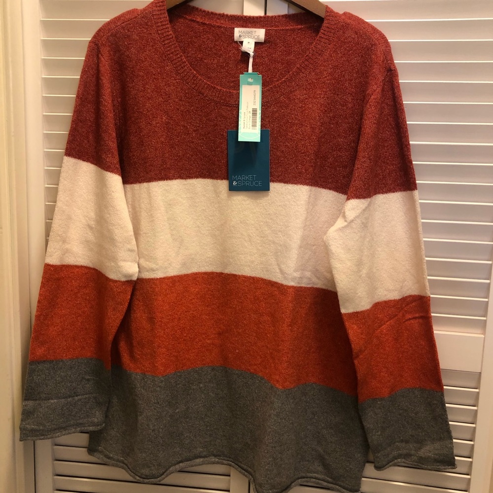 Market & Spruce Crew Neck Pullover Burnt Orange. NWT